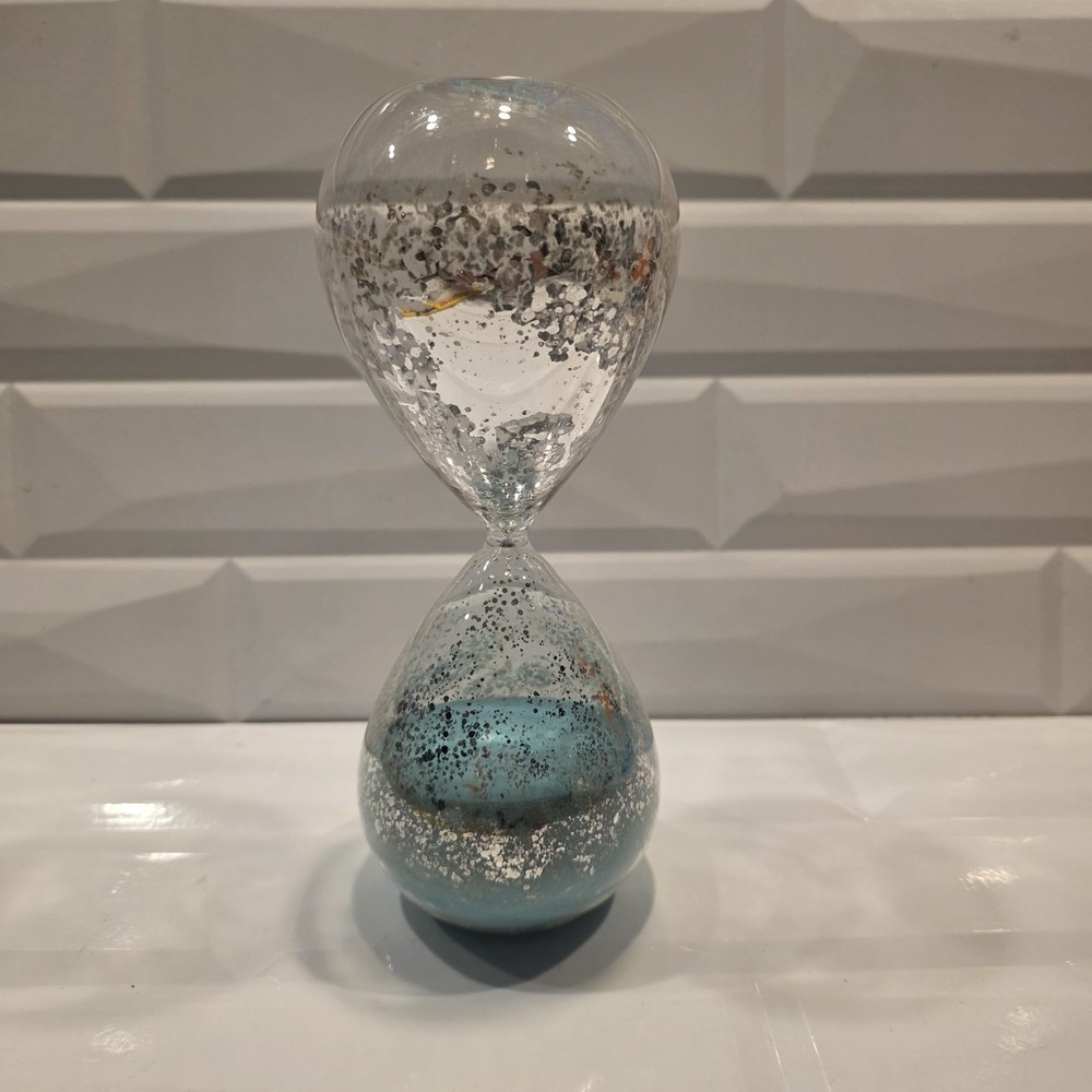 Mercury Glass Hourglass Timer Turquoise Sand Silver‎ 8" 30 Minute Timer Decor